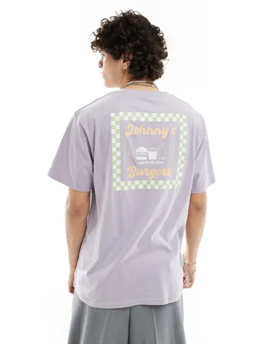 Denim Project t-shirt in light purple with food chest and back print