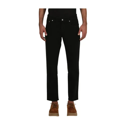 Department Five , 1000 lines velvet slim cropped trousers ,Black male, Sizes: