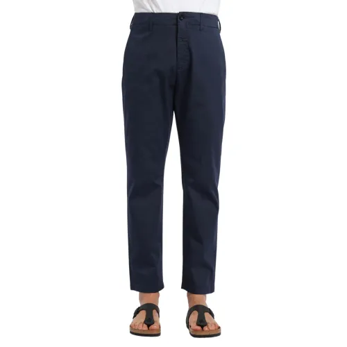 Department Five , Chinese pants regular with edge on edge ,Blue male, Sizes: