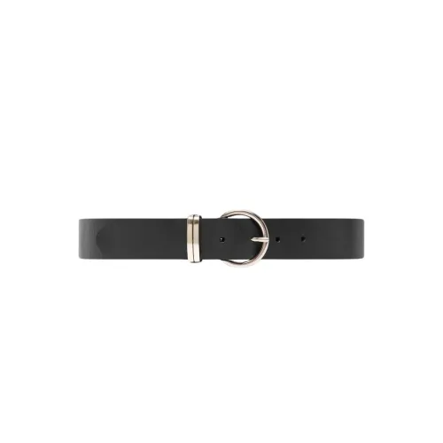 Depeche , Leather Belt with Silver Buckle ,Black female, Sizes: