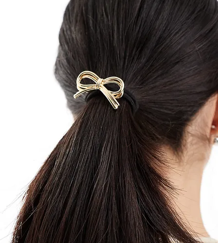 DesignB bow detail hair tie in gold