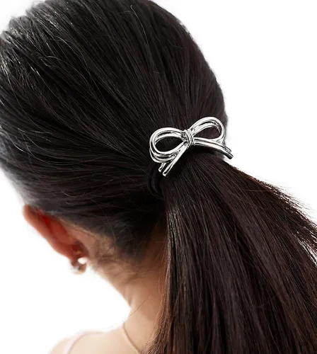 DesignB bow detail hair tie in silver