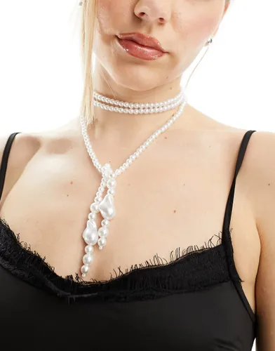 DesignB London layered pearl necklace-White