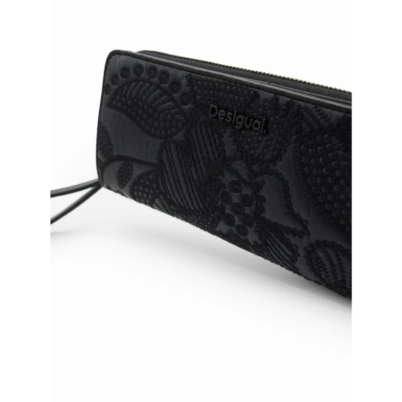 Desigual , Floral Embroidered Rectangular Wallet ,Black female, Sizes: ONE SIZE