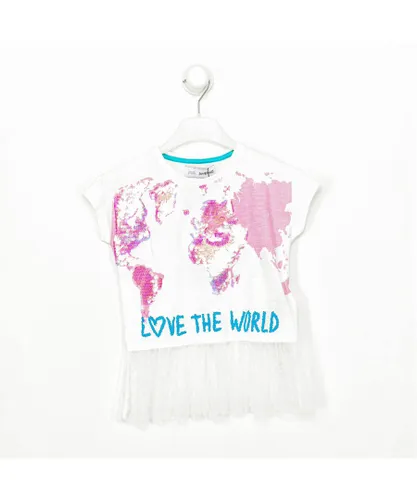 Desigual Girls Girl's short-sleeved round neck T-shirt 20SGTK23 - White Cotton