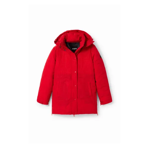 Desigual , Stylish Zip-Up Hooded Jacket for Women ,Red female, Sizes: