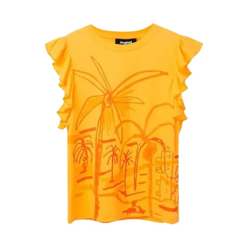 Desigual , T-shirt ,Orange female, Sizes: