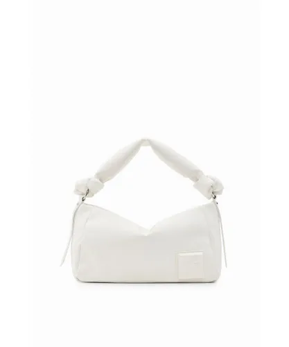 Desigual WoMens Plain Handbag with Shoulder Strap in White Pu - One Size