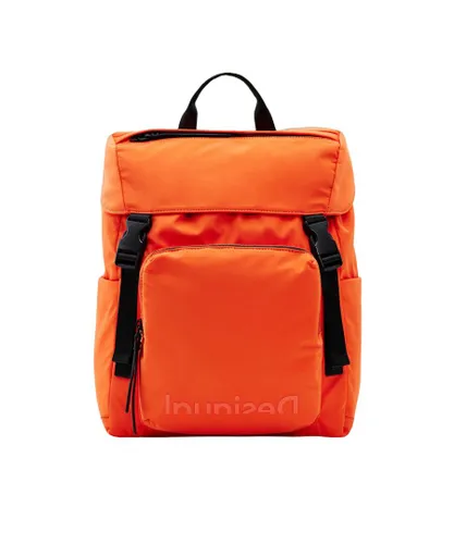 Desigual WoMens Plain Rucksack with Zip Pockets in Orange - One Size