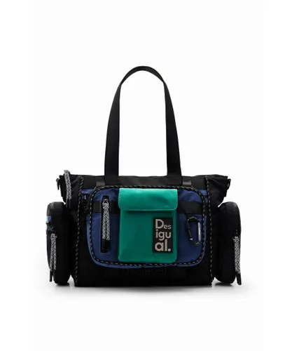 Desigual WoMens Print Handbag with Zip Fastening in Blue - One Size