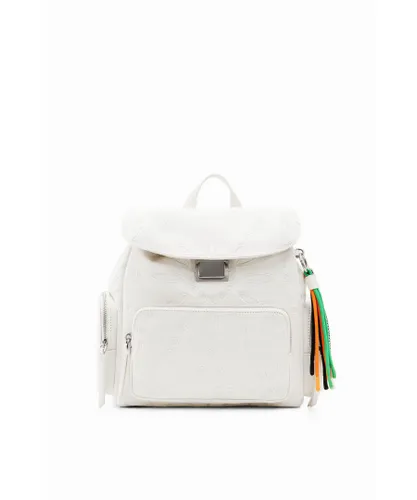 Desigual WoMens Versatile Plain Handbag Rucksack in White - One Size