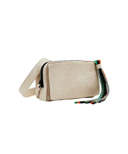 Desigual WoMens Zip Fastening Shoulder Bag with Zip Pockets in Beige - One Size