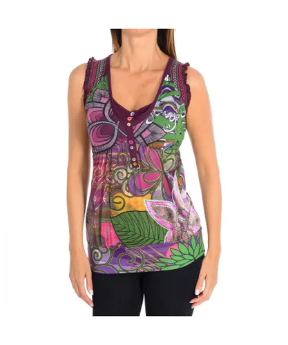 Desigual Womenss round neck sleeveless blouse 21T2595 - Multicolour