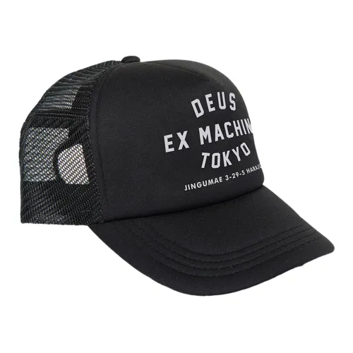 Deus Ex Machina , Tokyo Address Trucker Cap Black Polyester ,Black unisex, Sizes: ONE