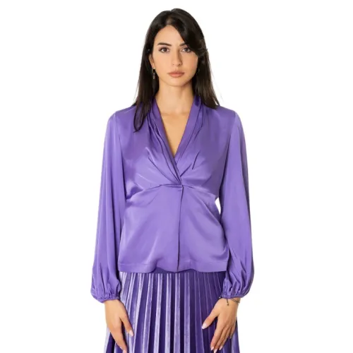 D.Exterior , Fluid Satin Shirt - Purple ,Purple female, Sizes: