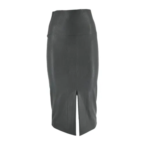D.Exterior , Grey Faux Leather Skirt ,Gray female, Sizes: