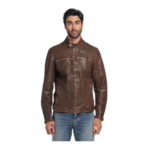 Dfour , Leather Jackets ,Brown male, Sizes:
