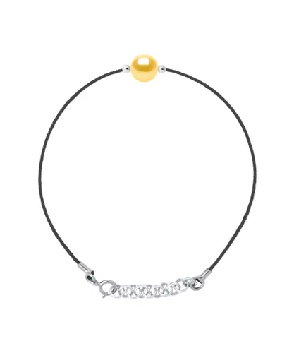 Diadema Womens - Bracelet - Black Nylon - Freshwater Pearl - Gold - One Size