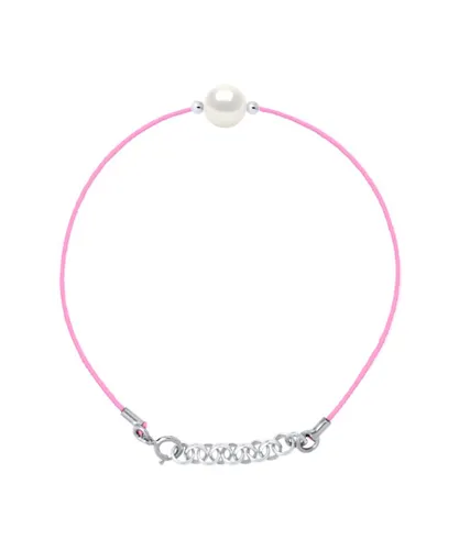 Diadema Womens - Bracelet - Pink Nylon - Freshwater Pearl - White - One Size