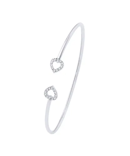 Diadema Womens - Bracelet - Prestige Jewelery - Heart Diamonds - White Gold - One Size
