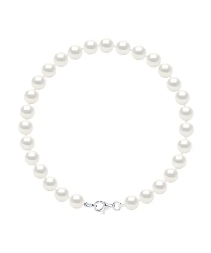 Diadema Womens - Bracelet - Real Freshwater Pearls - Silver - White - One Size
