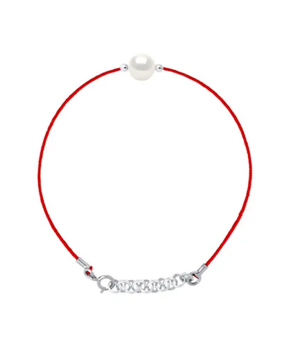 Diadema Womens - Bracelet - Red Nylon - Freshwater Pearl - White - One Size