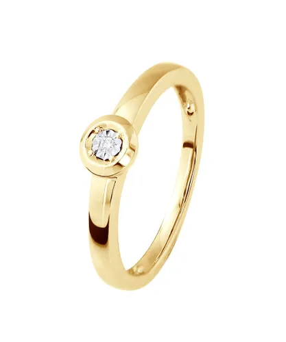 Diadema Womens Diamond Solitaire Ring 0.010 0.50 Cts Cts Illusion Yellow Gold - White - Size S