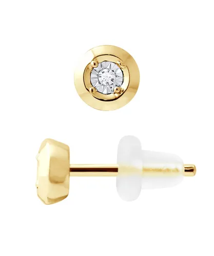 Diadema Womens Diamond Stud Earrings 0.020 0.50 Cts Cts Illusion Yellow Gold - White - One Size