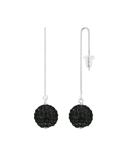 Diadema Womens - Earrings Black Night - Collection Crystal Pearl Silver Sterling - One Size