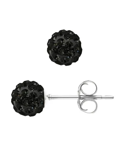Diadema Womens - Earrings Black Night - Crystal - Collection Pearl Silver Sterling - One Size