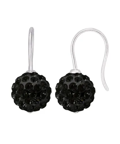 Diadema Womens - Earrings Black Night - Crystal - Collection Pearl Silver Sterling - One Size