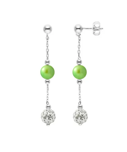 Diadema Womens - Earrings  Crystal White & Pearls - Collection Pearl Silver Sterling - One Size