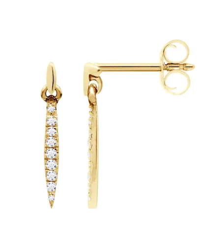 Diadema Womens - Earrings  Diamond Drop - Yellow Gold - White - One Size