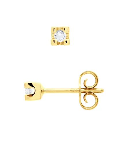Diadema Womens - Earrings  Diamonds- Yellow Gold - White - One Size