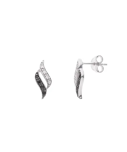 Diadema Womens - Earrings  White & Black - Love Jewelry Collection Silver Sterling - One Size