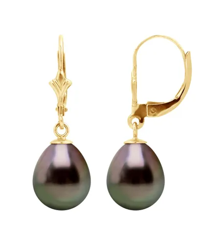 Diadema Womens Earrings, Yellow Gold And Real Tahitian Pearls - Natural - One Size