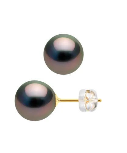 Diadema Womens - Earrings  Yellow Gold and Real Tahitian Pearls - Natural - One Size