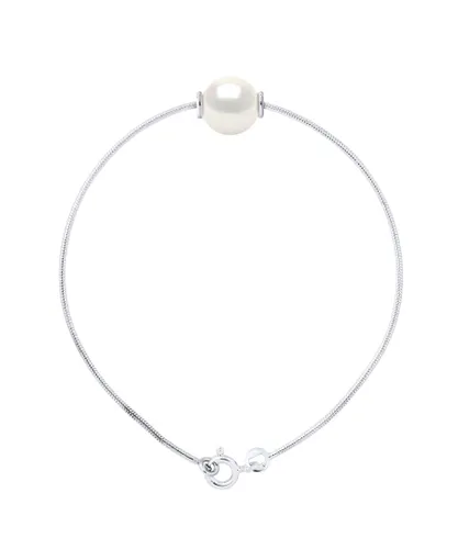 Diadema Womens Mesh Bracelet Serpentine Round Freshwater Pearl and White 9-10 mm 925 Silver - One Size