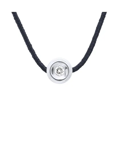 Diadema Womens - Necklace - Nylon Black - Real Diamond - White - One Size