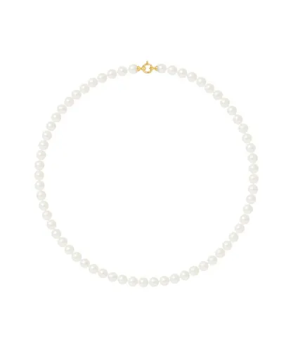 Diadema Womens - Necklace - Princess - Real Freshwater Pearls - White - Yellow Gold - One Size