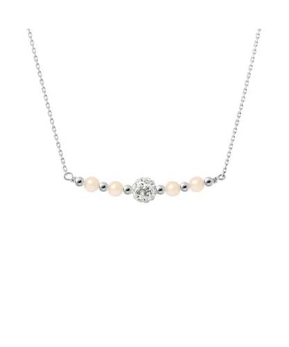 Diadema Womens - Necklace - Pure White - Collection Crystal Pearl Silver Sterling - One Size