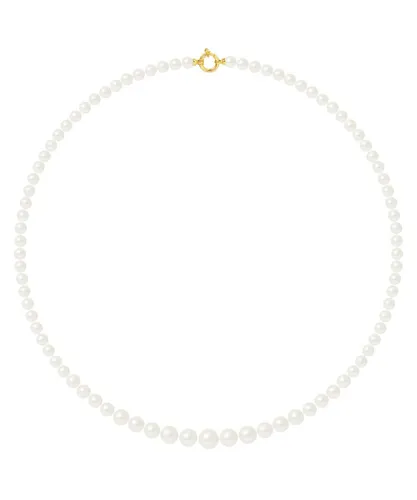 Diadema Womens - Necklace - Real Freshwater Pearls - White - Yellow Gold - One Size