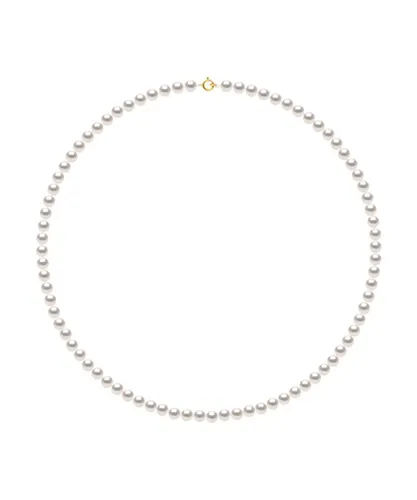 Diadema Womens - Necklace - Real Japanese Akoya Cultured Pearl - Yellow Gold - White - One Size