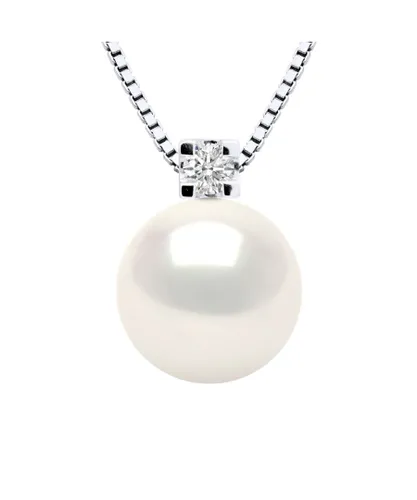 Diadema Womens - Necklace - Silver - White Freshwater Pearl and Real Diamond - One Size