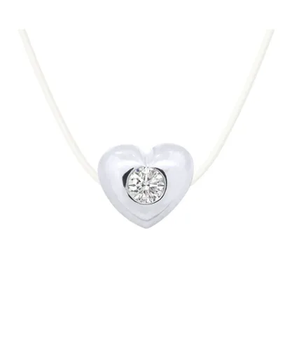 Diadema Womens - Necklace - Transparent Nylon - Heart - Real Diamond - White - One Size
