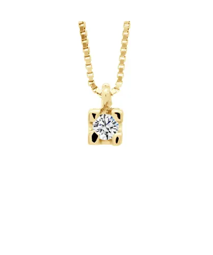 Diadema Womens - Necklace with Diamonds - Yellow Gold - Venetian Chain - White - One Size