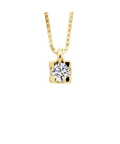 Diadema Womens - Necklace with Diamonds - Yellow Gold Venetian Chain - White - One Size