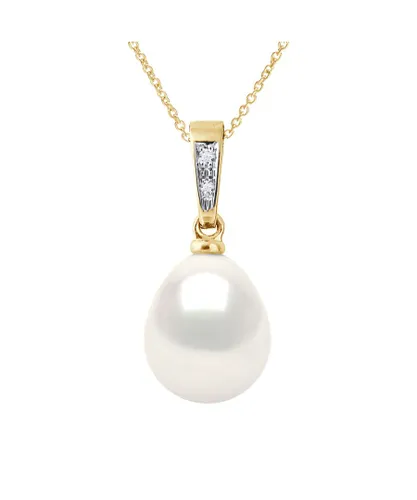 Diadema Womens - Pendant - Diamonds - Real Freshwater Pearls - White - Yellow Gold - One Size