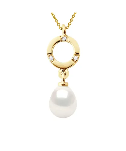 Diadema Womens - Pendant - Yellow Gold and Real Freshwater Pearls - White - One Size