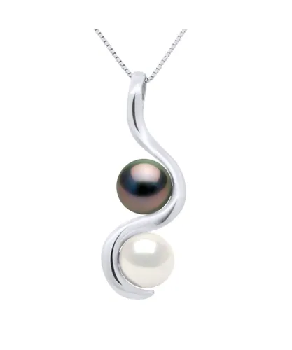 Diadema Womens - Pendant You & Me in White Gold - Real Freshwater Pearls and Tahitian - - Natural - One Size